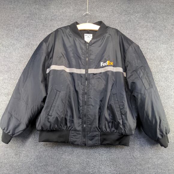 FedEx Stan Herman Men's Quilted Work Uniform Jacket Coat Black 3XL Hooded - Picture 6 of 13